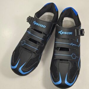 Kescoo Cycling Shoes Womens 44 Black Blue Road Bike Spin without Cleats Ratchet